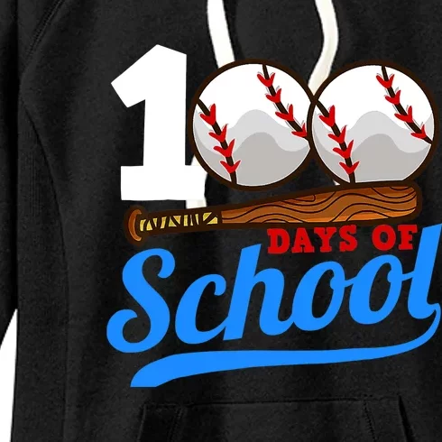 Baseball 100 Days of School Happy 100th Day Teacher Women's Fleece Hoodie