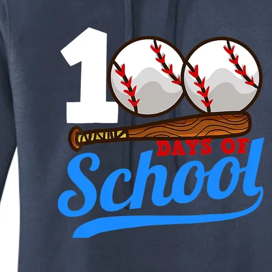 Baseball 100 Days of School Happy 100th Day Teacher Women's Pullover Hoodie