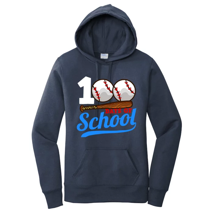 Baseball 100 Days of School Happy 100th Day Teacher Women's Pullover Hoodie