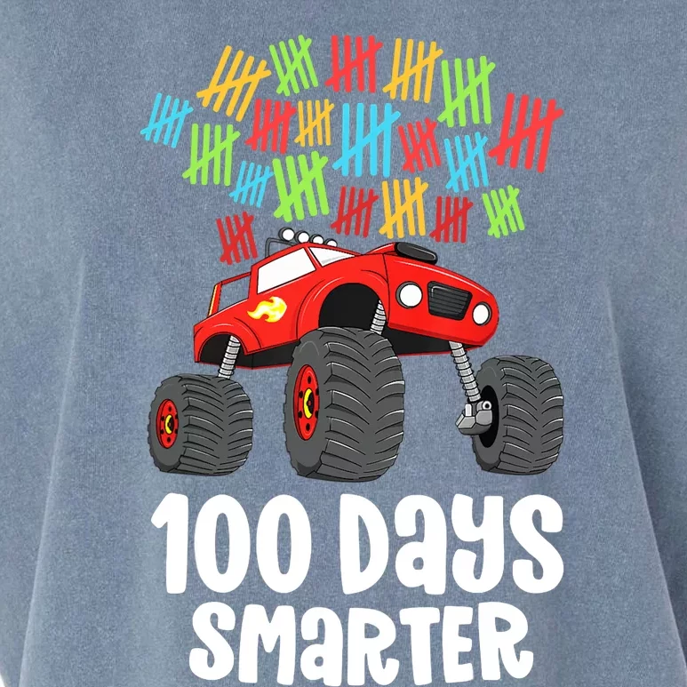 Boys 100th Day Of School Monster Truck 100 Smarter Garment-Dyed Women's Muscle Tee