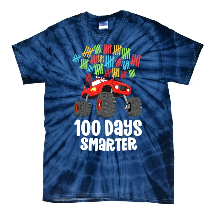 Boys 100th Day Of School Monster Truck 100 Smarter Tie-Dye T-Shirt