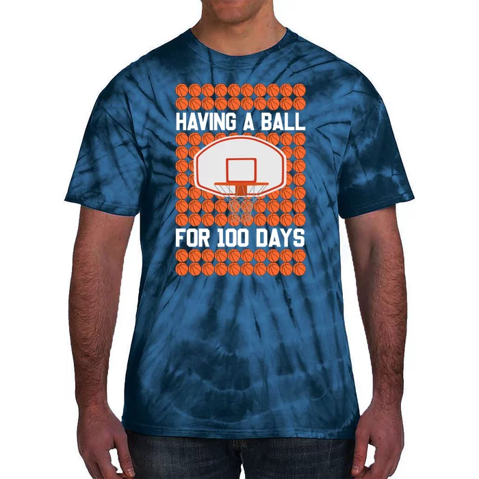 Boy 100 Days Of School Pun 100th Day Sport Basketball Tie-Dye T-Shirt