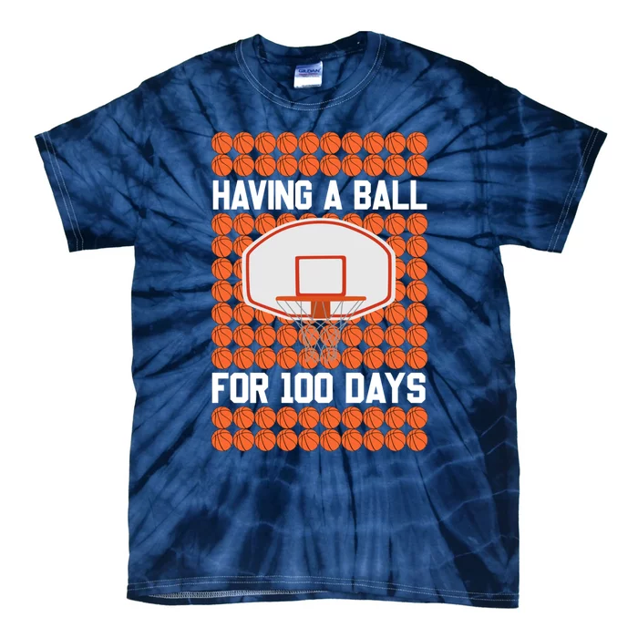 Boy 100 Days Of School Pun 100th Day Sport Basketball Tie-Dye T-Shirt