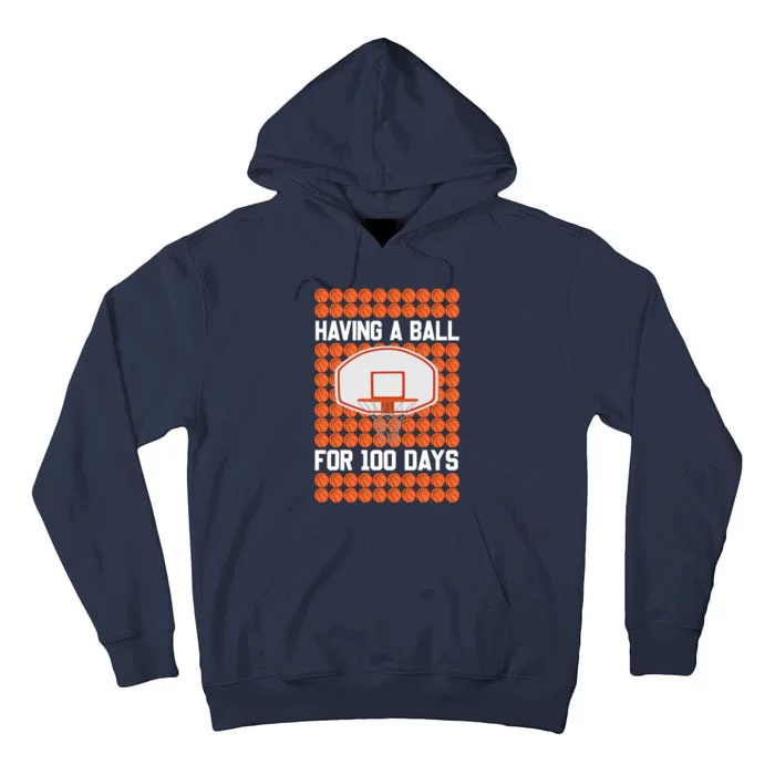 Boy 100 Days Of School Pun 100th Day Sport Basketball Tall Hoodie