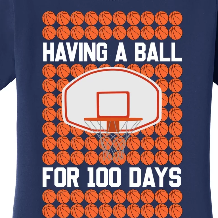 Boy 100 Days Of School Pun 100th Day Sport Basketball Women's T-Shirt