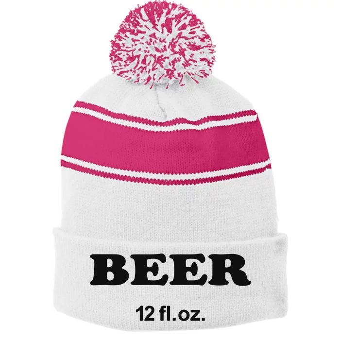 Beer 12 Fl Oz Stripe Pom Pom Beanie