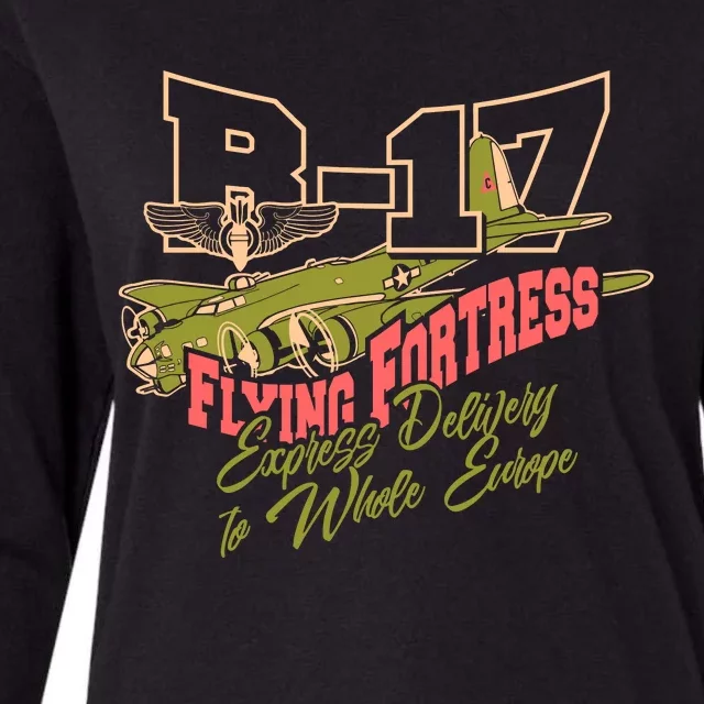 B 17 Flying Fortress Womens Cotton Relaxed Long Sleeve T-Shirt