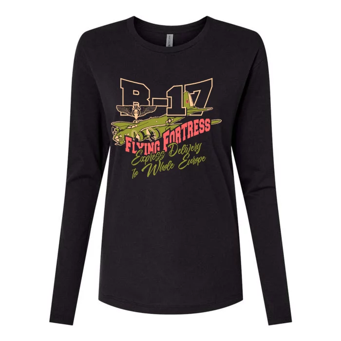 B 17 Flying Fortress Womens Cotton Relaxed Long Sleeve T-Shirt