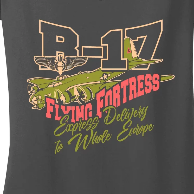 B 17 Flying Fortress Women's V-Neck T-Shirt