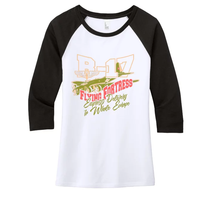 B 17 Flying Fortress Women's Tri-Blend 3/4-Sleeve Raglan Shirt