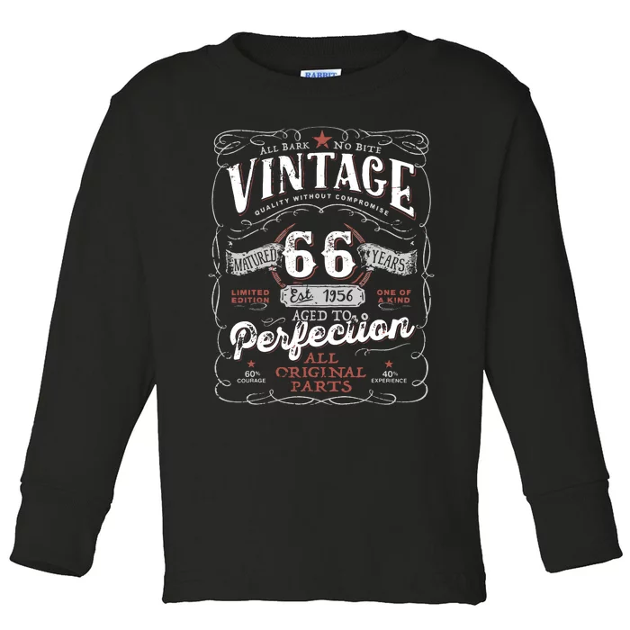 Birthday 1956 Gift Vintage 66 Birthday Toddler Long Sleeve Shirt