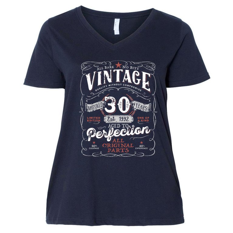 Birthday 1992 Gift Vintage 30 Birthday Women's V-Neck Plus Size T-Shirt