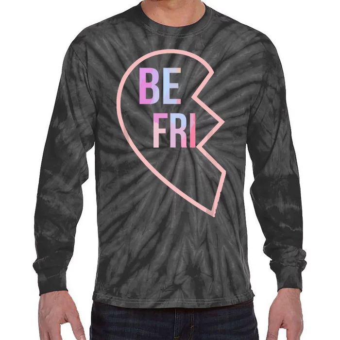 Bff 1 Heart In 2 Best Friends Matching 1st Part Tie-Dye Long Sleeve Shirt