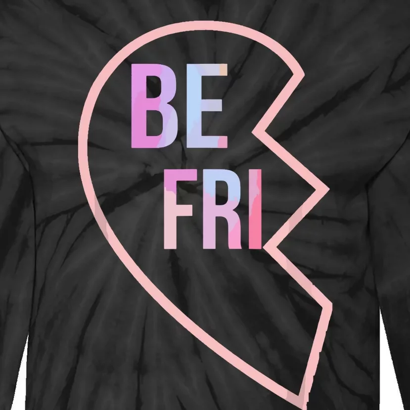 Bff 1 Heart In 2 Best Friends Matching 1st Part Tie-Dye Long Sleeve Shirt