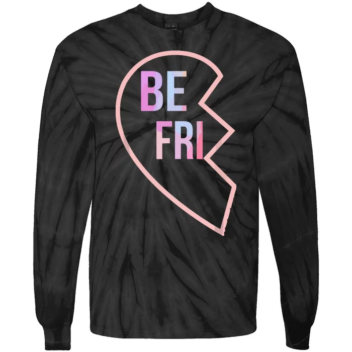 Bff 1 Heart In 2 Best Friends Matching 1st Part Tie-Dye Long Sleeve Shirt