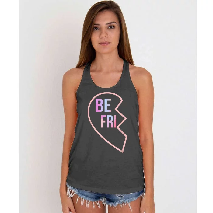 Bff 1 Heart In 2 Best Friends Matching 1st Part Women's Knotted Racerback Tank