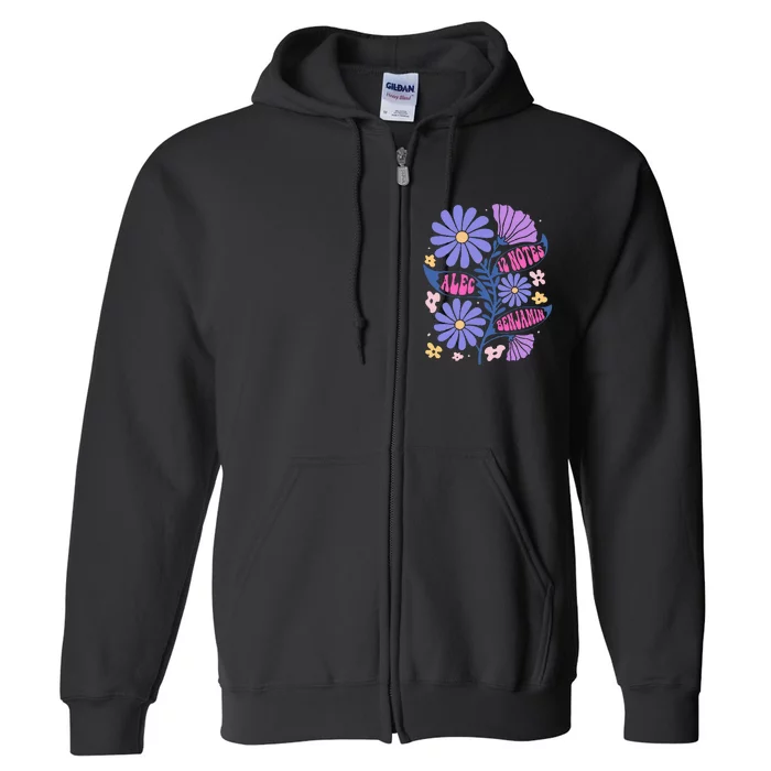 Benjamin 12 Notes Flower Art Alec Full Zip Hoodie