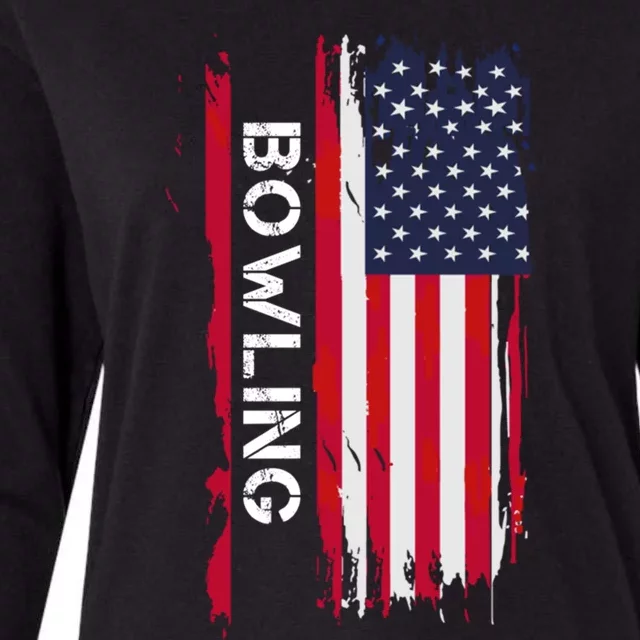 Bowling 10 Pins And Strikes And Spares In America Great Gift Womens Cotton Relaxed Long Sleeve T-Shirt