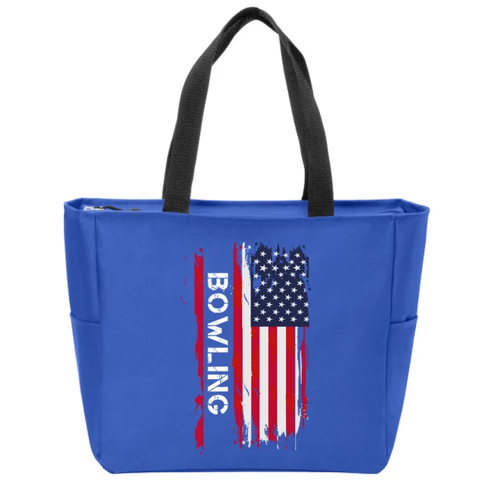 Bowling 10 Pins And Strikes And Spares In America Great Gift Zip Tote Bag