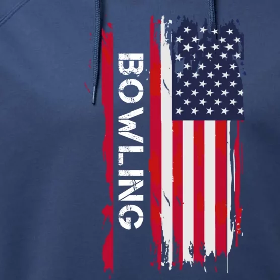 Bowling 10 Pins And Strikes And Spares In America Great Gift Performance Fleece Hoodie