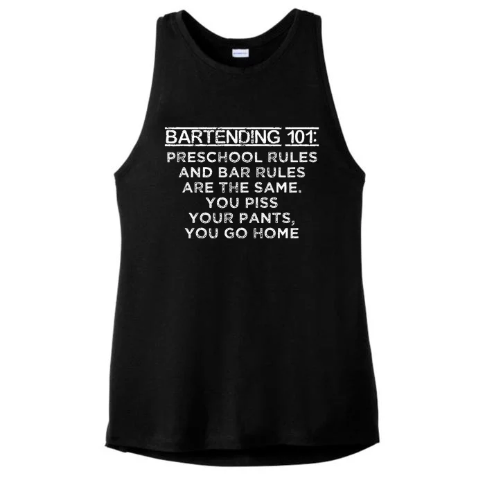 Bartending 101 Preschool Bar Rules White Bartender Ladies Tri-Blend Wicking Tank