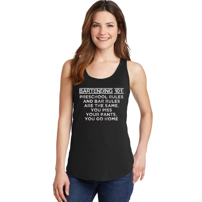 Bartending 101 Preschool Bar Rules White Bartender Ladies Essential Tank