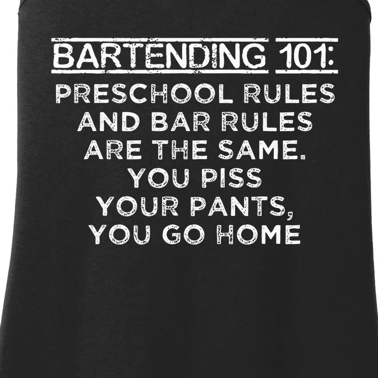 Bartending 101 Preschool Bar Rules White Bartender Ladies Essential Tank