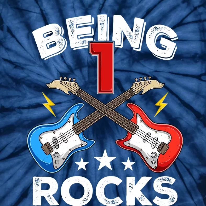 Being 1 Rocks Guitar One Year Old Funny 1st Birthday Tie-Dye T-Shirt