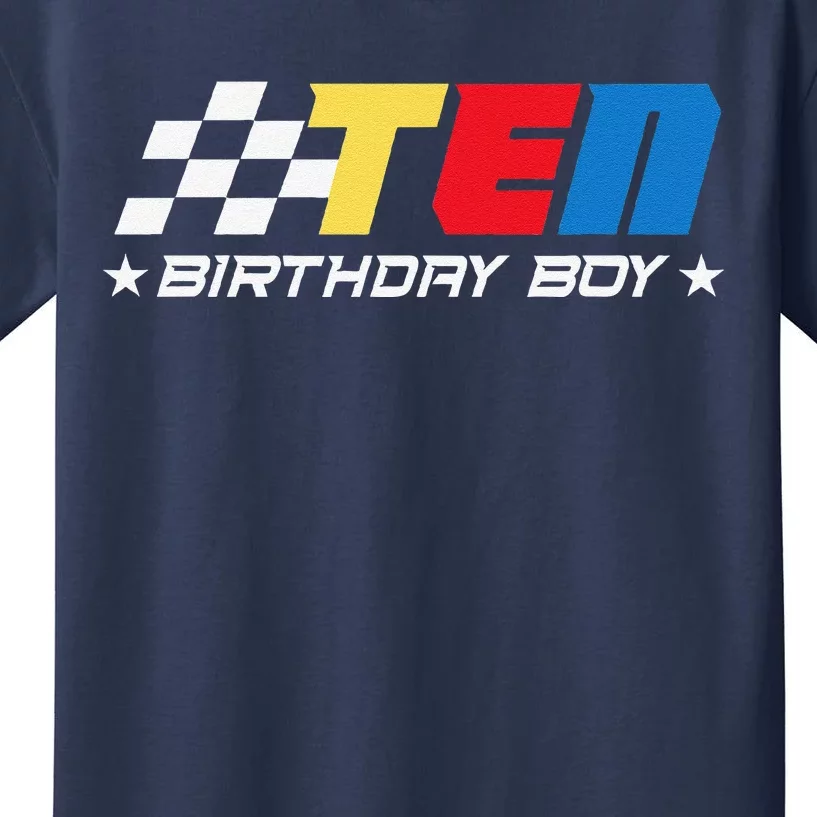 Birthday 10 Ten Race Car 10th Racing Pit Crew Driver Kids T-Shirt