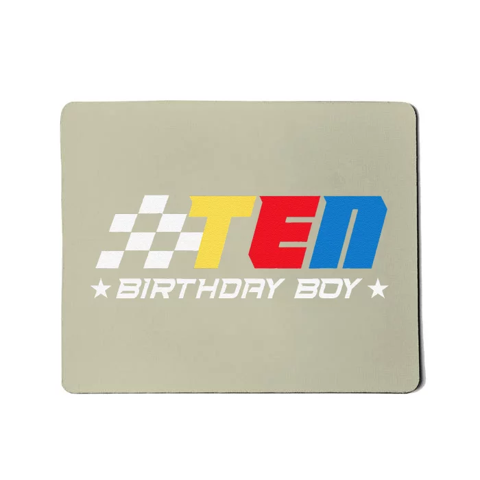 Birthday 10 Ten Race Car 10th Racing Pit Crew Driver Mousepad