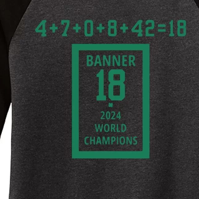 Banner 18 Time 2024 Boston Bball City Women's Tri-Blend 3/4-Sleeve Raglan Shirt