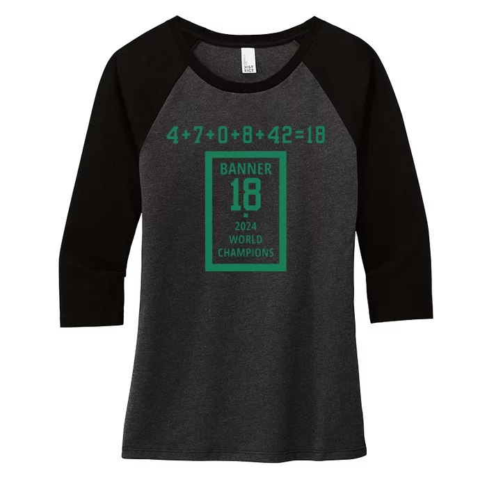 Banner 18 Time 2024 Boston Bball City Women's Tri-Blend 3/4-Sleeve Raglan Shirt