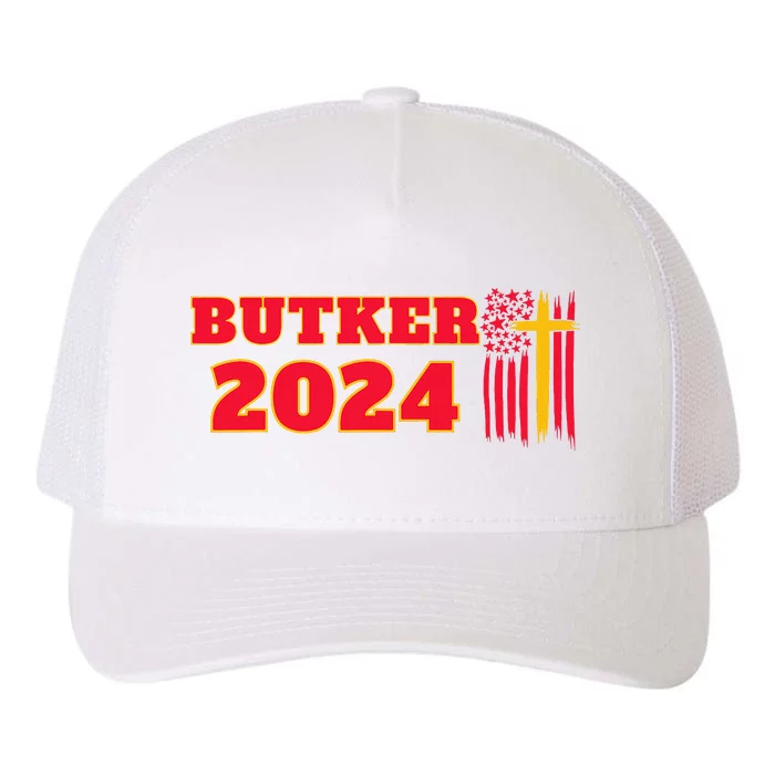 Butker 2024 American Flag Team Butker Surname Yupoong Adult 5-Panel Trucker Hat