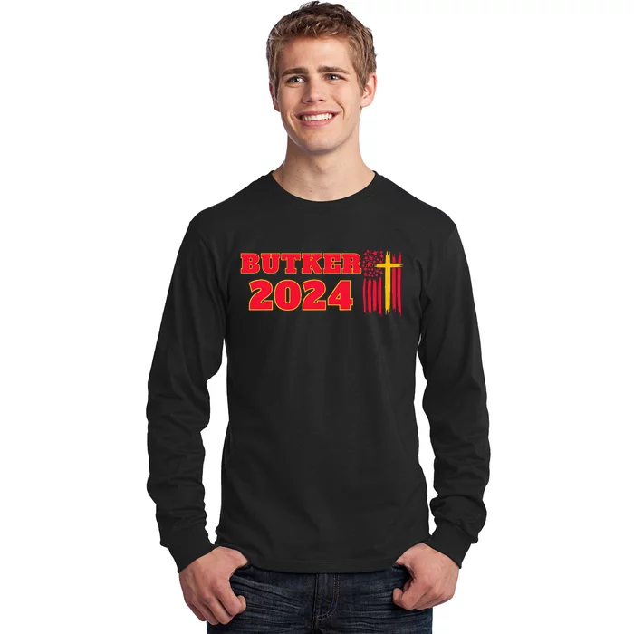 Butker 2024 American Flag Team Butker Surname Long Sleeve Shirt