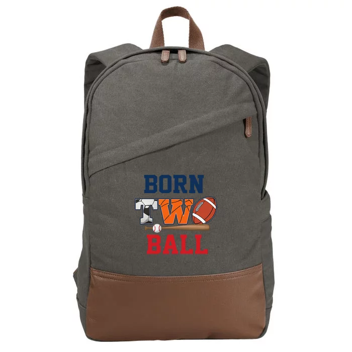 Born 2 Ball 2nd Birthday Sports 2 Year Old Second Bday Cotton Canvas Backpack