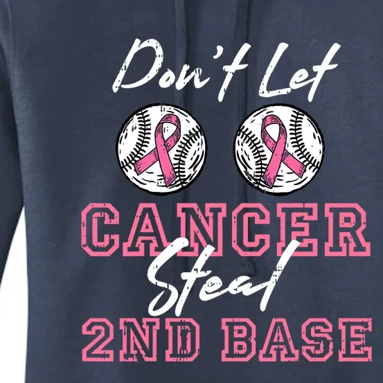 Baseball 2nd Base Pink Ribbon Breast Cancer Awareness Gift Women's Pullover Hoodie