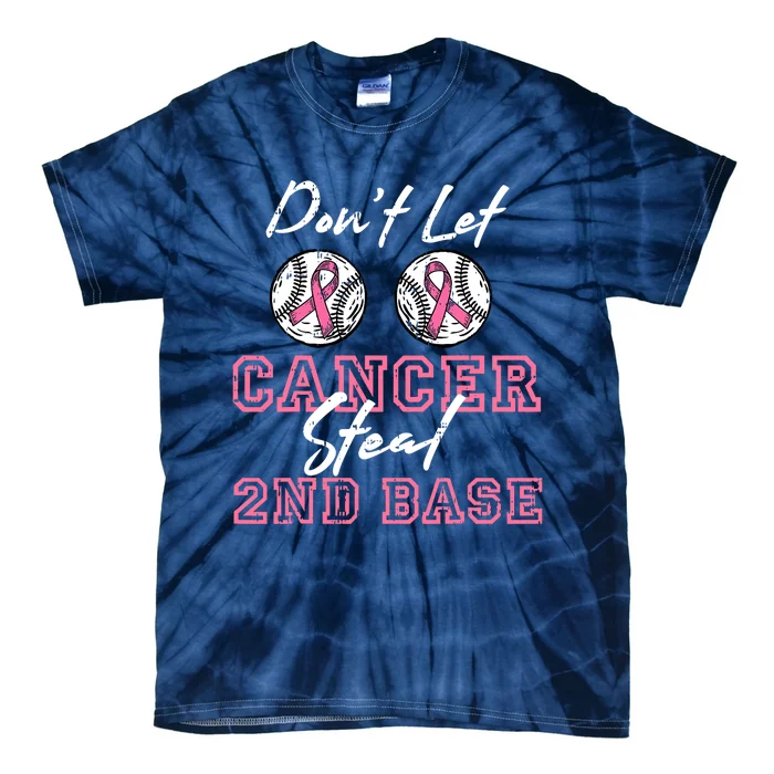 Baseball 2nd Base Pink Ribbon Breast Cancer Awareness Gift Tie-Dye T-Shirt