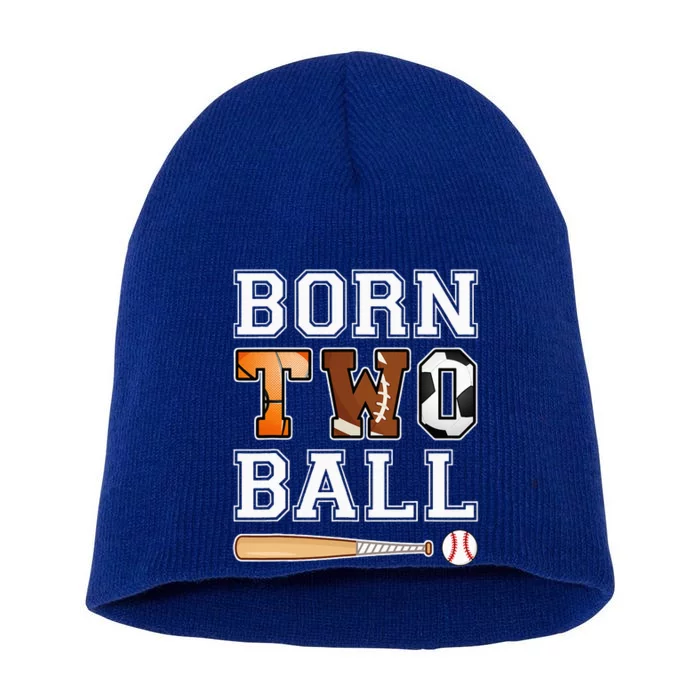 Born 2nd Ball Birthday Sport Theme 2 Year Old Short Acrylic Beanie