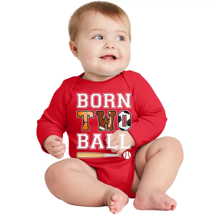 Born 2nd Ball Birthday Sport Theme 2 Year Old Baby Long Sleeve Bodysuit