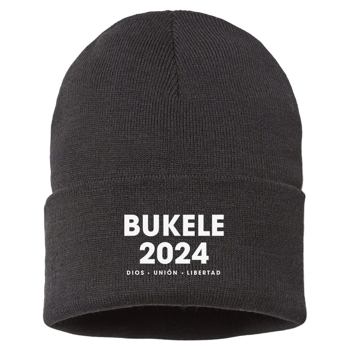 BUKELE 2024 Sustainable Knit Beanie TeeShirtPalace   B2b7689692 Bukele 2024  Black Purb Garment.webp