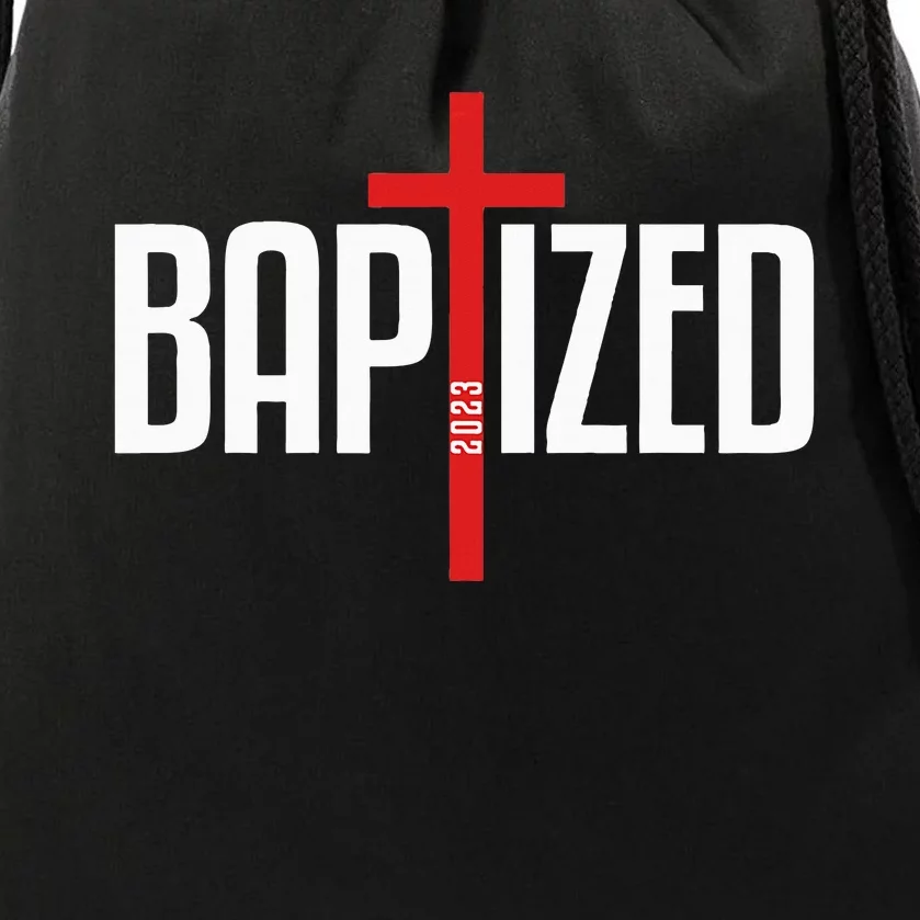 Baptized 2023 Christian Water Baptism Church Group Christ Drawstring Bag