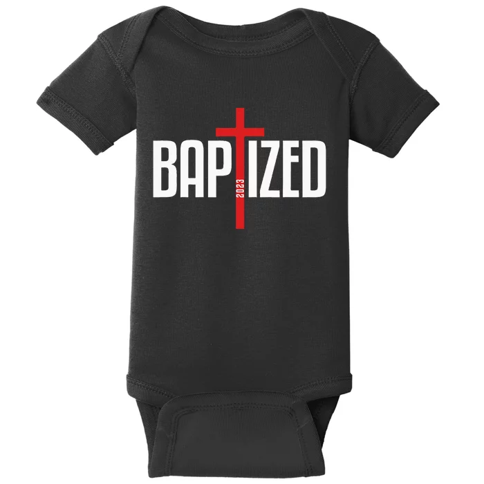 Baptized 2023 Christian Water Baptism Church Group Christ Baby Bodysuit