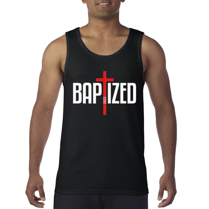 Baptized 2023 Christian Water Baptism Church Group Christ Tank Top