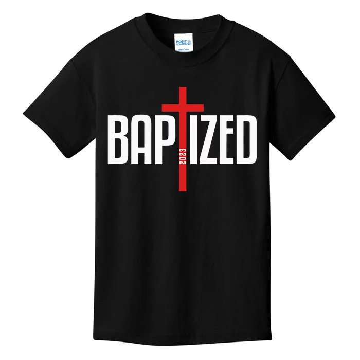 Baptized 2023 Christian Water Baptism Church Group Christ Kids T-Shirt