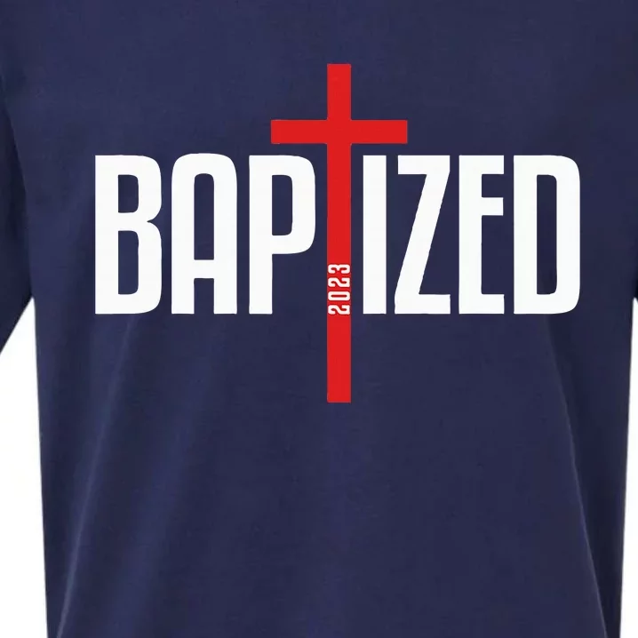 Baptized 2023 Christian Water Baptism Church Group Christ Sueded Cloud Jersey T-Shirt