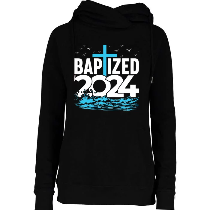 Baptized 2024 Christian Water Baptism Church Group Womens Funnel Neck Pullover Hood