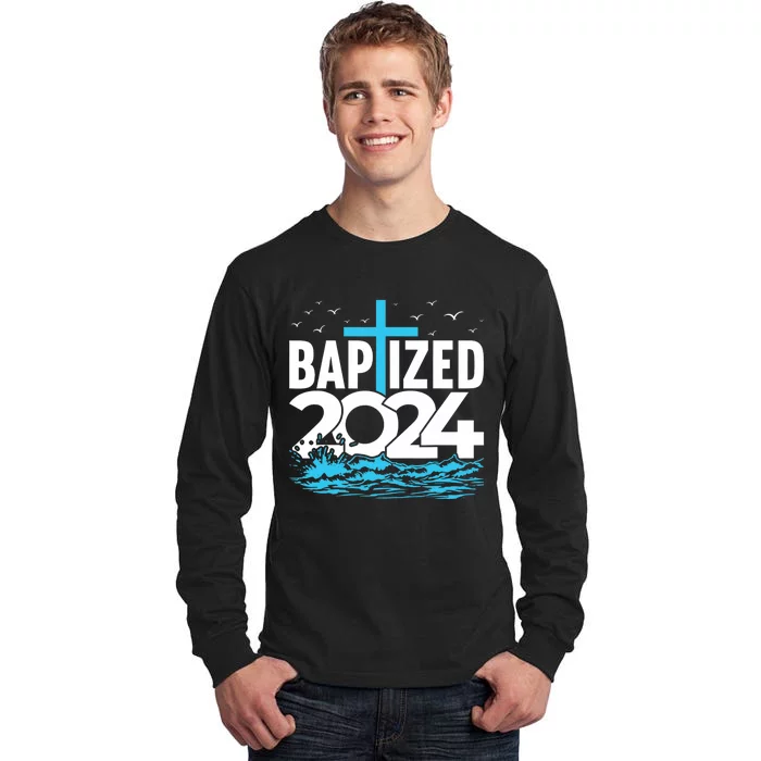 Baptized 2024 Christian Water Baptism Church Group Tall Long Sleeve T-Shirt