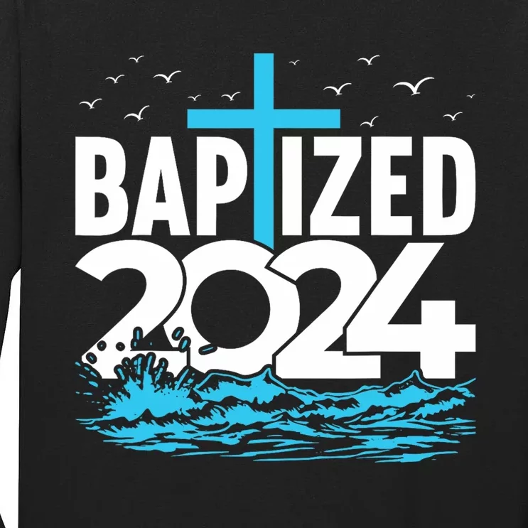 Baptized 2024 Christian Water Baptism Church Group Tall Long Sleeve T-Shirt