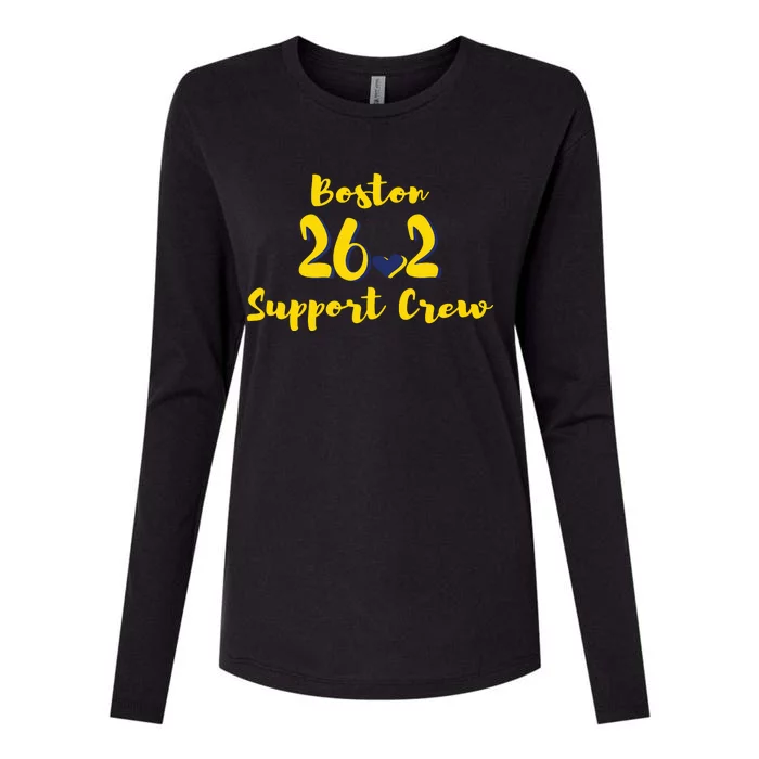 Boston 262 Marathon Support Crew Womens Cotton Relaxed Long Sleeve T-Shirt