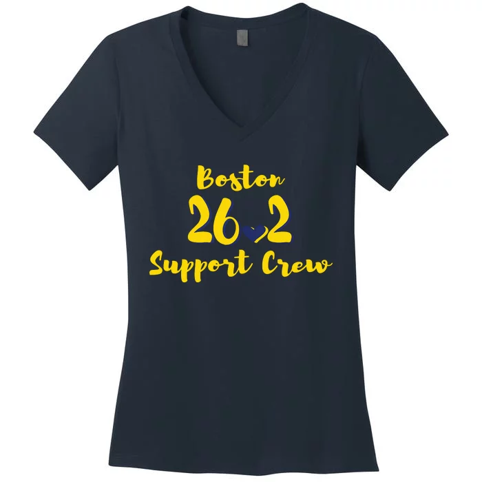 Boston 262 Marathon Support Crew Women's V-Neck T-Shirt